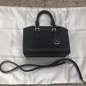 Michael Kors Satchel with shoulder strap. Black with silver.
